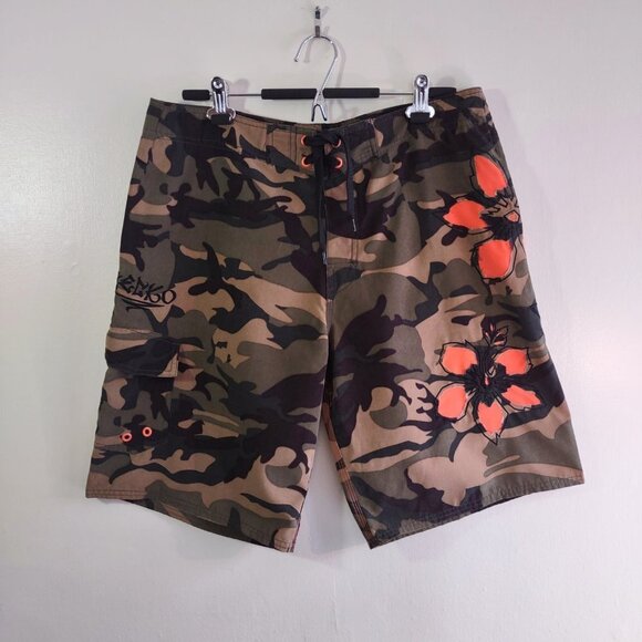 Gecko Hawaii Camo Beach Cargo Shorts  Swim Surf Trunks    Size 36 - Picture 2 of 11